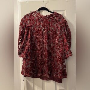 Anthropology wine colored holiday top